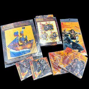 Disney Pirates Of The Caribbean Party Set: Napkins Table Cover & 2- Centerpieces